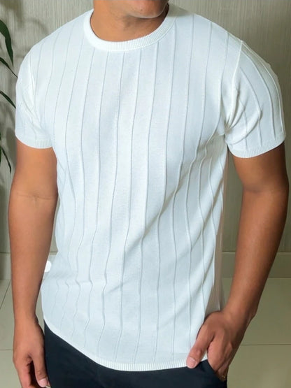 Camiseta Canelada Slim Manga Curta — Drop Essentials