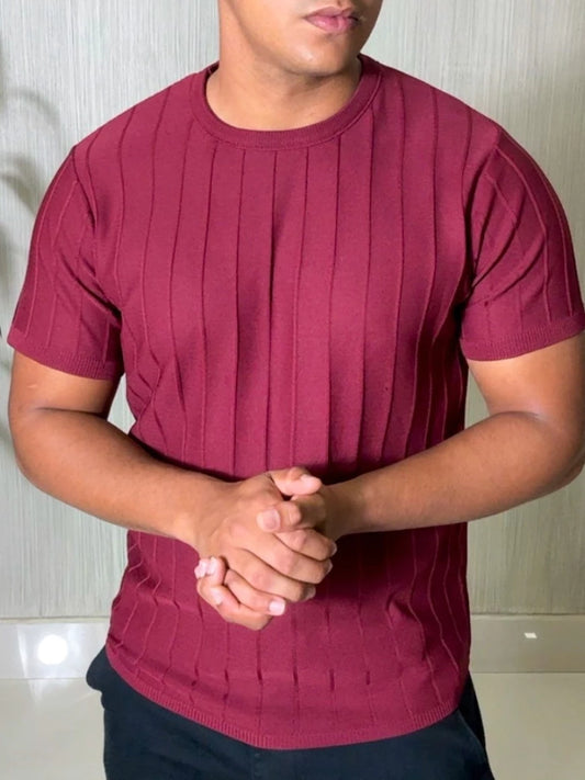 Camiseta Canelada Slim Manga Curta — Drop Essentials