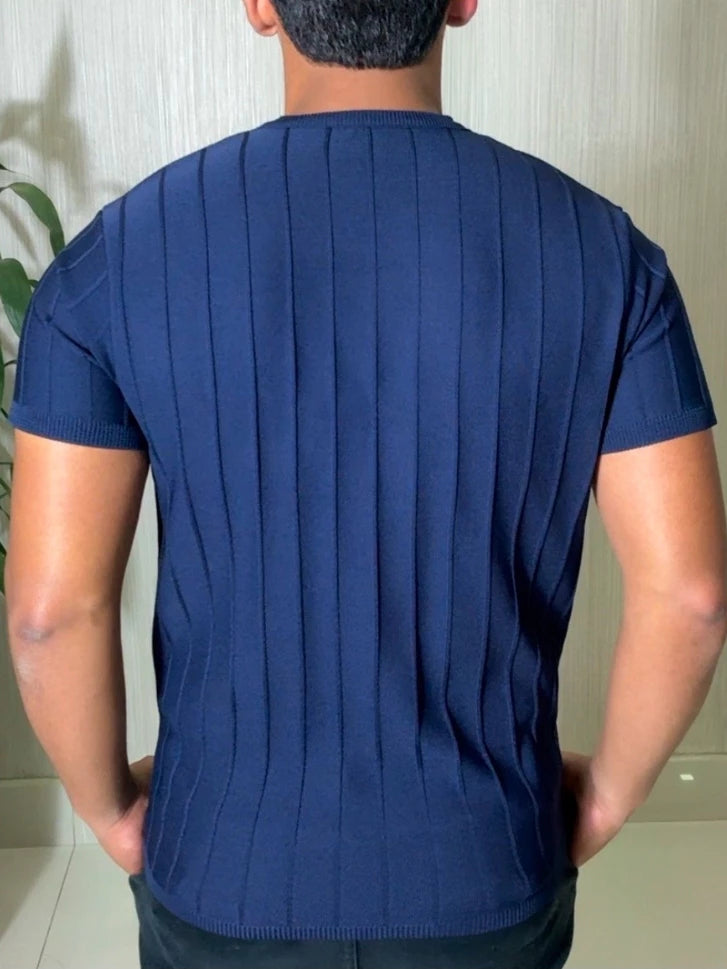 Camiseta Canelada Slim Manga Curta — Drop Essentials