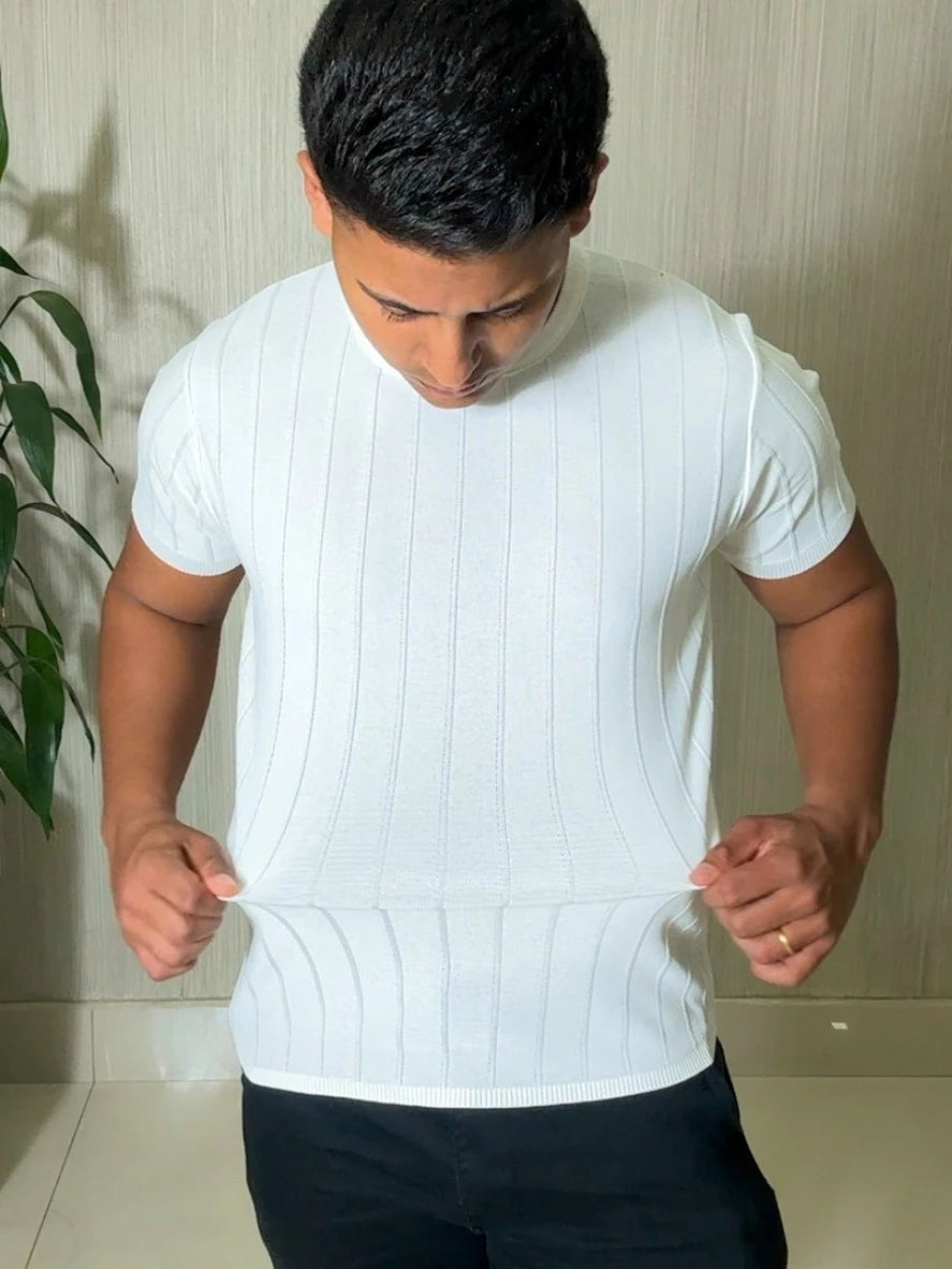 Camiseta Canelada Slim Manga Curta — Drop Essentials