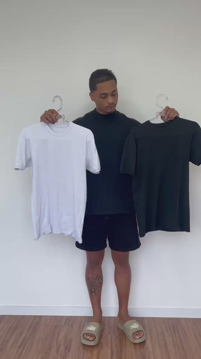 Pack com 2 camisetas slim canelada - preto/branco